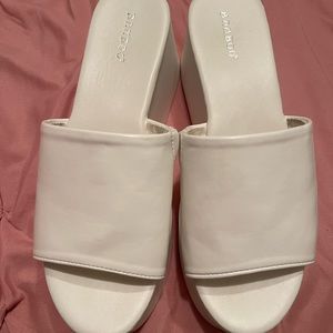White platform heels